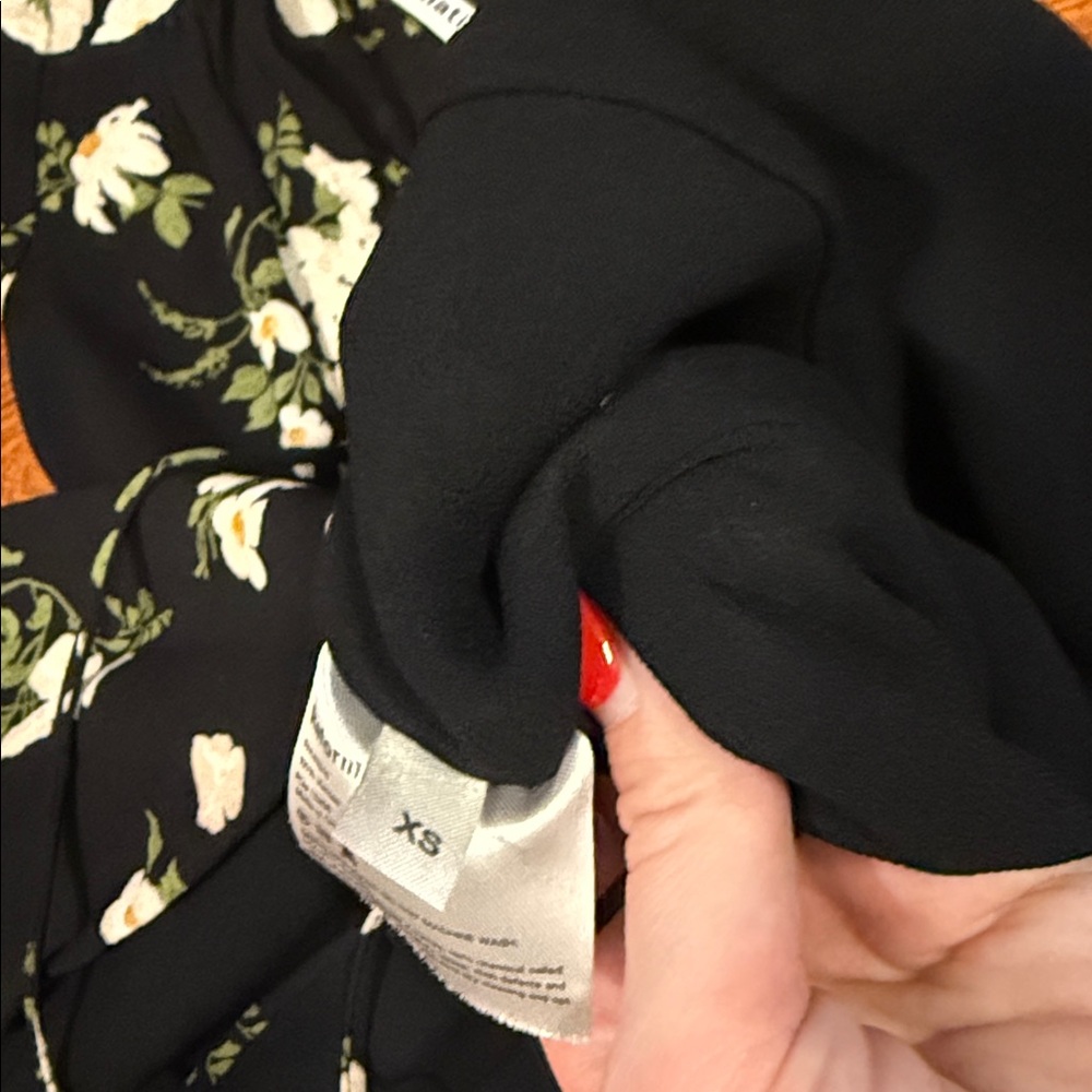 Reformation Black Floral Wrap Midi Dress - Picture 6 of 6